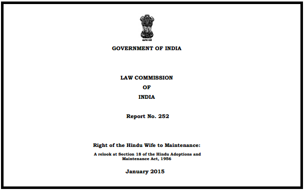 Law Commission of India - Report No. 252 - maintenance rights of wife